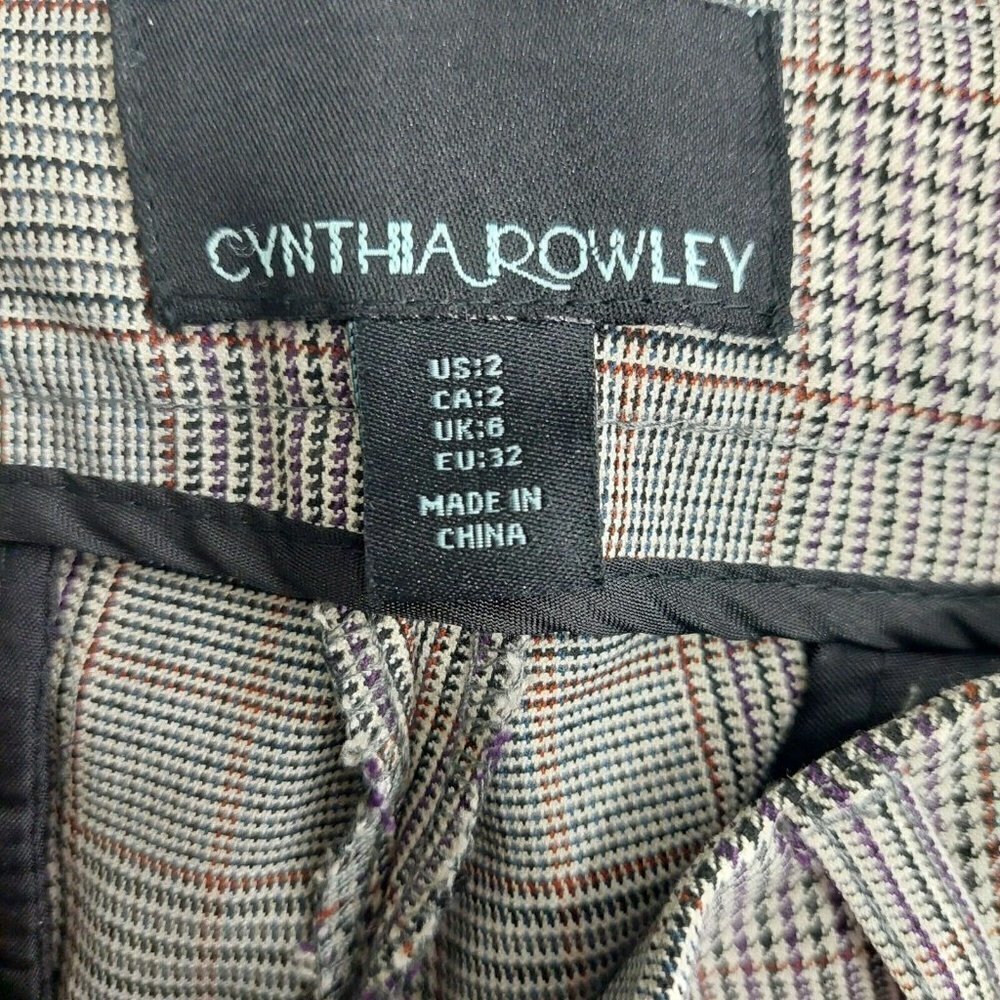Cynthia Rowley New York Women's Gray Plaid Slim Fit Dress Pants Pockets Size 2 - Picture 7 of 7